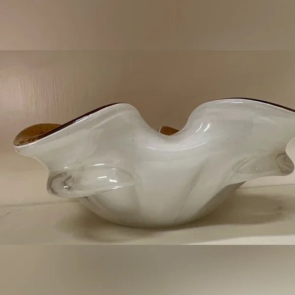 Vintage Murano Vetreria Fratelli Toso Rolled Sides Hollow Canes Cased Bowl - Picture 7 of 11